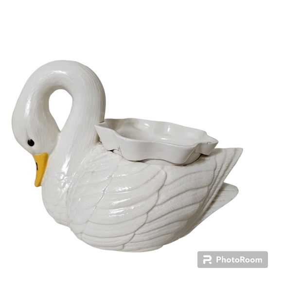 Vintage 1984 Gator Mold Co Ceramic Swan Planter Vase White - Picture 1 of 9
